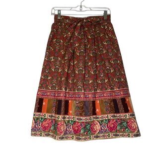 Vintage Suttles Seawinds Wrap Midi Skirt S Floral Patchwork Reversible Cottage